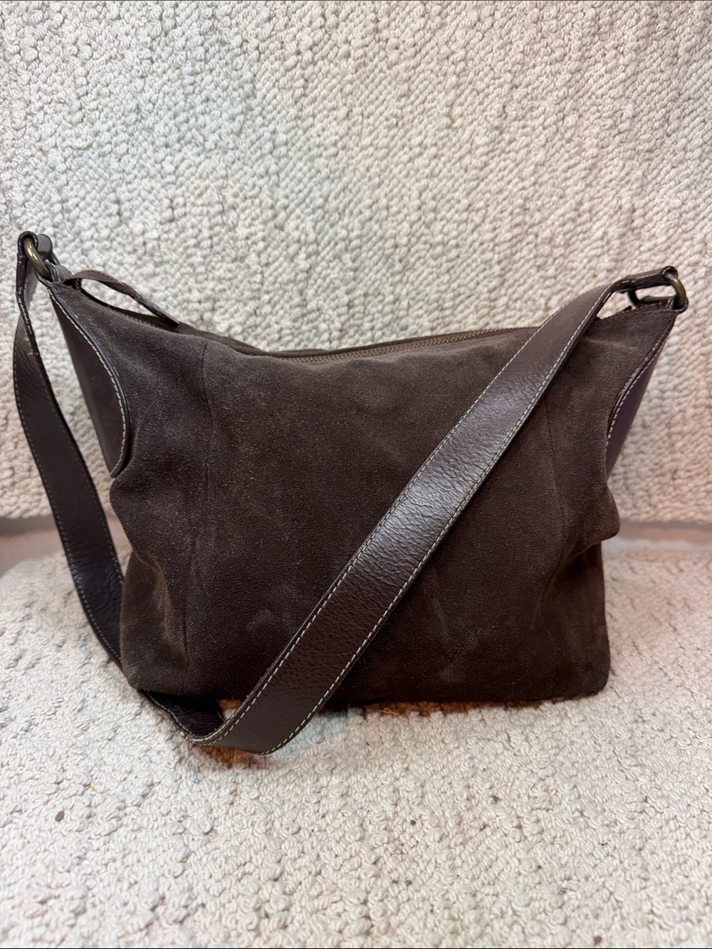 Eddie Bauer Women's Dark Brown Suede Crossbody Bag
